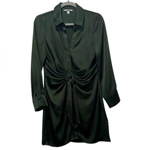 BB Dakota Steve Madden Women’s Black Long Sleeve Tie Waist Ruched Shirt Dress XS